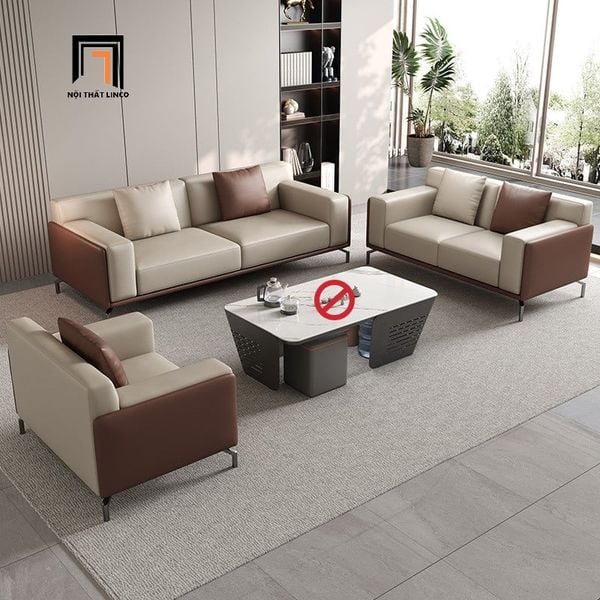 bộ ghế sofa phòng khách da giả, set ghế sofa hiện đại