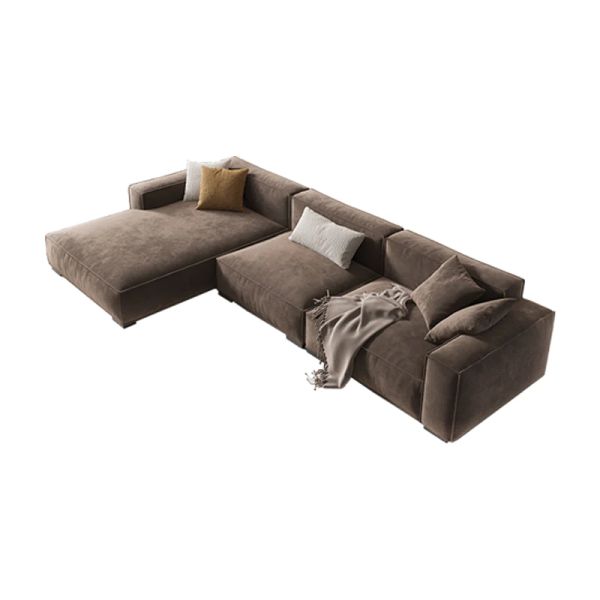 bộ ghế sofa góc L 2m4 x 1m6, sofa góc màu nâu cafe vải nỉ, ghế sofa góc phòng khách sang trọng