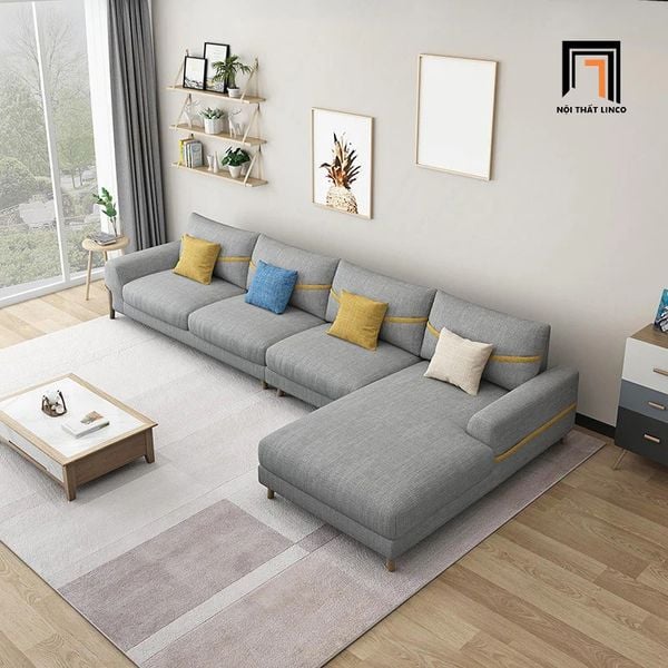 bộ ghế sofa góc không gian diện tích lớn, sofa góc chữ l 3m x 1m6 vải nỉ giá rẻ