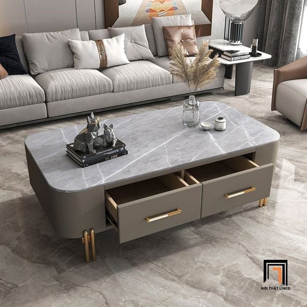 Bàn trà chữ nhật 1m x 50 cao cấp, bàn sofa phòng khách sang trọng có ngăn kéo