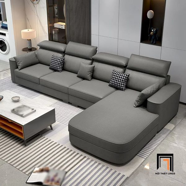 sofa góc, sofa l, bộ ghế sofa góc l 2m9 x 1m75, sofa góc da công nghiệp sang trọng, ghế sofa góc l gia đình