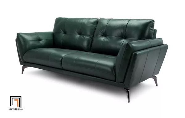 ghế sofa băng dài 2m da giả màu xanh lá, sofa văng dài kiểu dáng hiện đại, sofa băng da công nghiệp