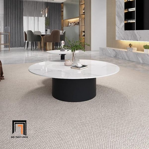 bàn trà mặt đá ceramic mặt 70cm, bàn sofa phòng khách sang trọng