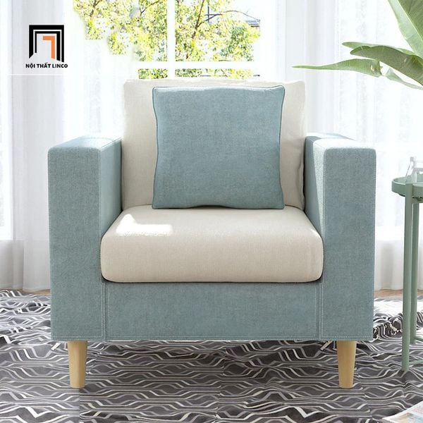 Ghế sofa đơn vải nỉ xinh xắn, sofa đơn 1 nệm ngồi, ghế sofa đơn phối 2 màu, sofa đơn phòng khách giá rẻ