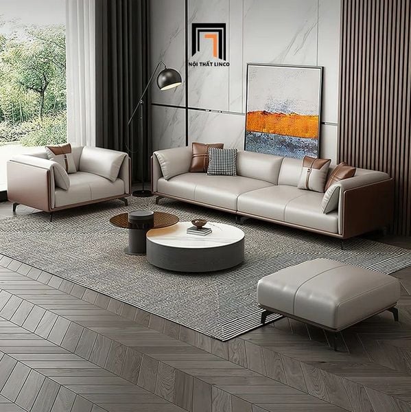 bộ ghế sofa phòng khách cao cấp, set ghế sofa da công nghiệp sang trọng cho gia đình