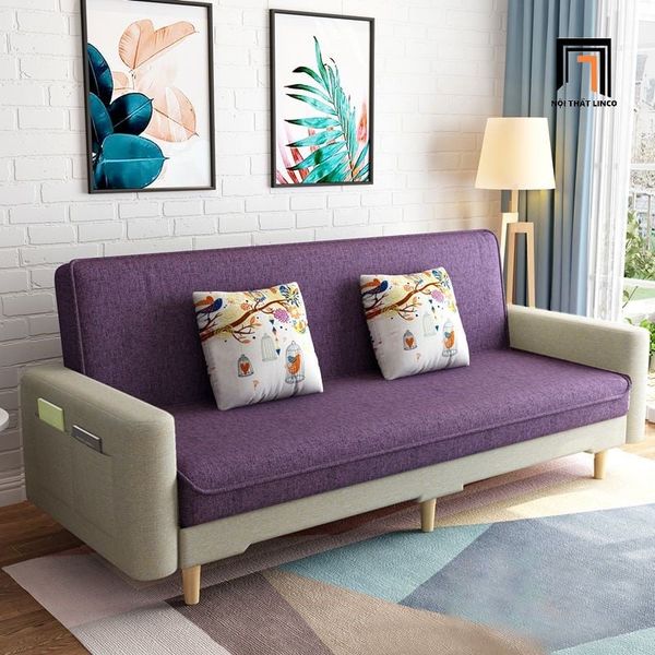 ghế sofa giường nằm, sofa bed bật nằm 2m, sofa giường phối màu vải nỉ bố giá rẻ