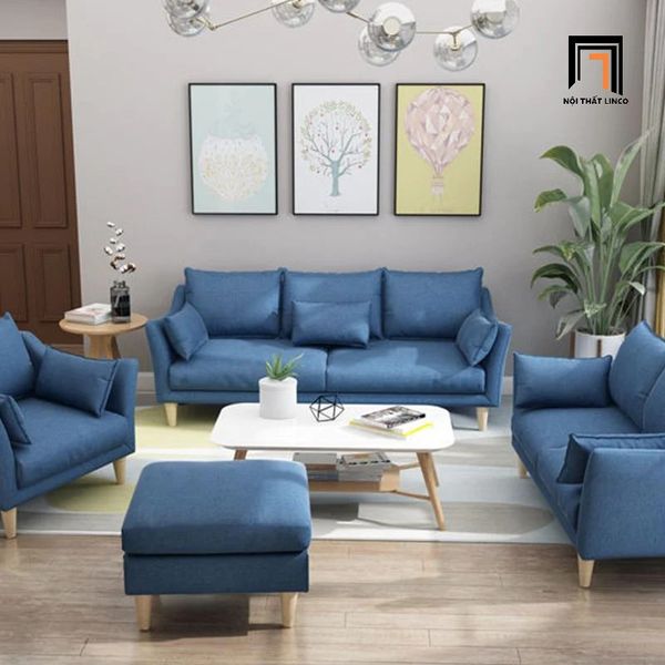 bộ ghế sofa gia đình vải nỉ, ghế sofa phòng khách giá rẻ, bộ ghế sofa màu xanh ngọc
