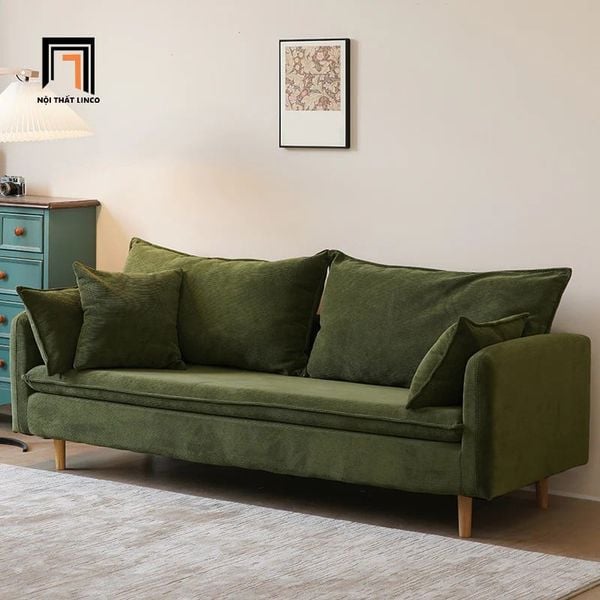 ghế sofa băng dài 1m9 màu cam đất, sofa văng nỉ giá rẻ cho căn hộ chung cư, ghế sofa băng nhỏ gọn