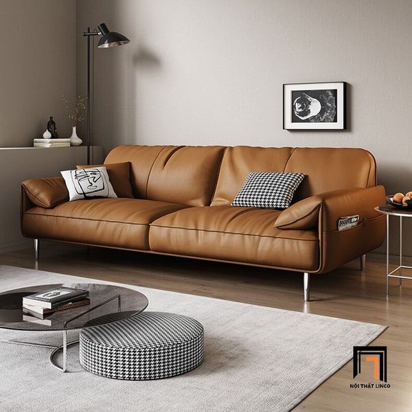 ghế sofa băng cao cấp dài 2m2, sofa văng bọc da công nghiệp hiện đại