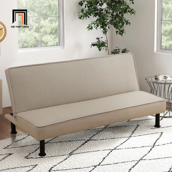 ghế sofa giường vải nhung màu cam, sofa bed bật giường nằm thông minh dài 1m7 giá rẻ