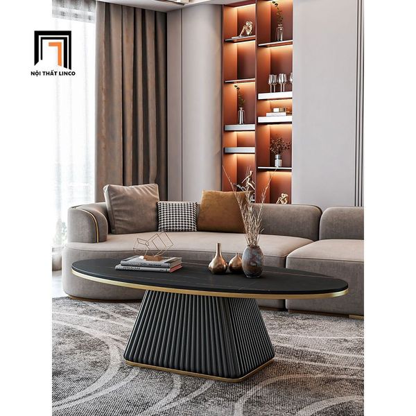 bàn sofa mặt đá sang trọng hình oval, bàn trà phòng khách 1m x 50 cao cấp