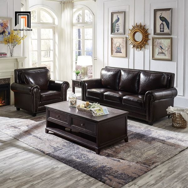 bộ ghế sofa phòng khách gia đình, set ghế sofa châu Âu tân cổ điển đính nút đẹp