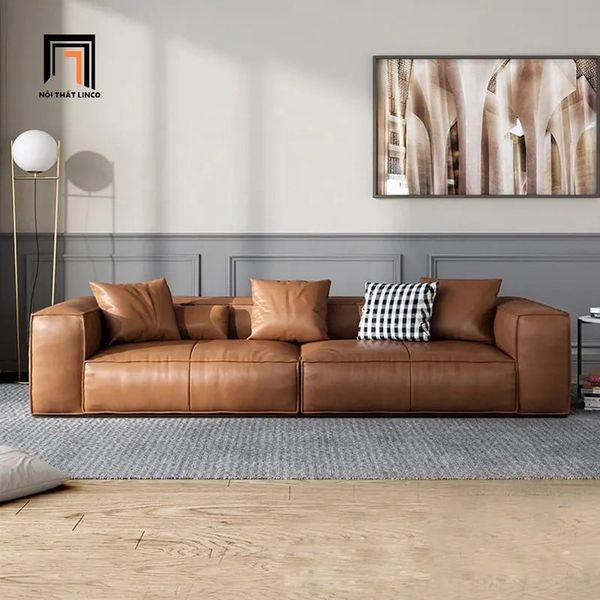 sofa góc L da công nghiệp 2m4 x 1m6, bộ sofa góc L cho căn hộ chung cư hiện đại