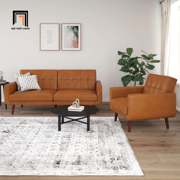 sofa bed thông minh da công nghiệp dài 1m9, sofa giường đa năng cho văn phòng làm việc