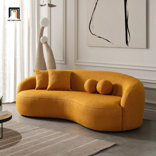 sofa băng, sofa văng, sofa băng cong dài 2m1, sofa cho tiệm shop, ghế sofa cho cửa hàng, sofa vải lông cừu