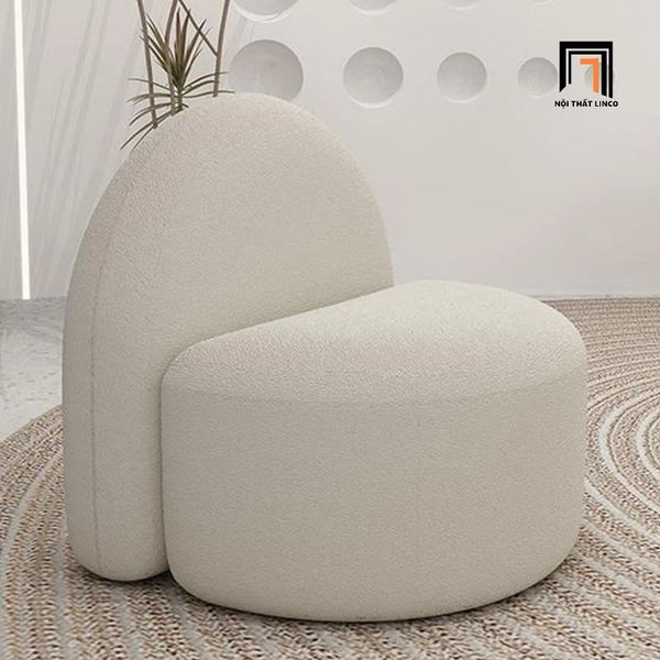 bộ ghế sofa cong vải lông cừu xám trắng, ghế sofa băng cong kiểu dáng sang trọng, bộ ghế sofa văn phòng