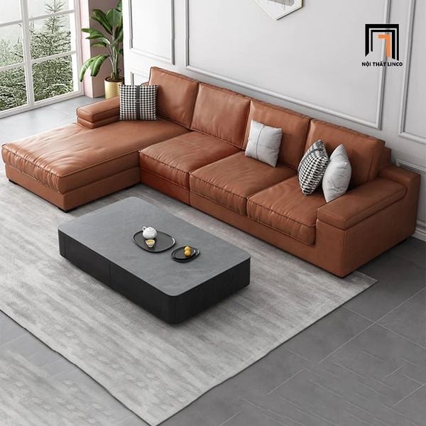 sofa góc, sofa l, bộ ghế sofa góc l 3m x 1m6 da công nghiệp, sofa góc da simili phòng khách lớn