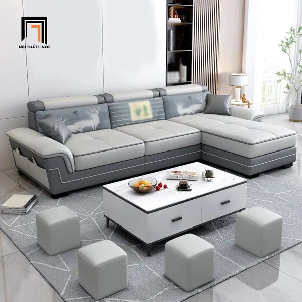 sofa l, sofa góc 2m4 x 1m6 vải nỉ giá rẻ, ghế sofa góc l thư giãn cho phòng khách gia đình