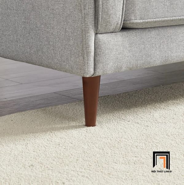 bộ ghế sofa góc gia đình 2m4 x 2m4, sofa góc L màu cam vải nhung