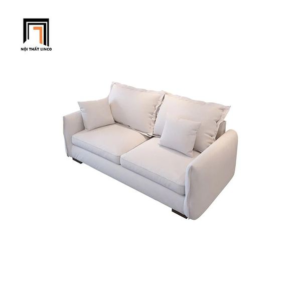 ghế sofa băng dài 2m, sofa phòng khách gia đình vải nỉ trắng kem, sofa văng nhỏ cho chung cư
