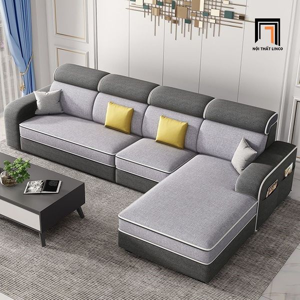 sofa l, sofa góc chữ l, bộ ghế sofa góc 2m8 x 1m6 phòng khách đẹp, ghế sofa góc l vải nỉ giá rẻ