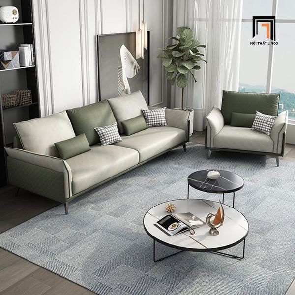 ghế sofa văng dài 2m2 phối màu da giả, sofa băng dài cho chung cư sang trọng, sofa băng phòng khách gia đình