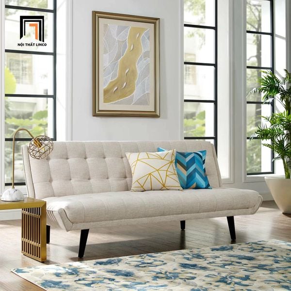 sofa giường bật nằm màu xám lông chuột, ghế sofa giường hiện đại dài 2m