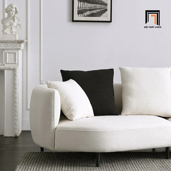 ghế sofa băng dài 2m5 màu xám trắng, sofa văng phòng khách sang trọng chân inox sơn tĩnh điện