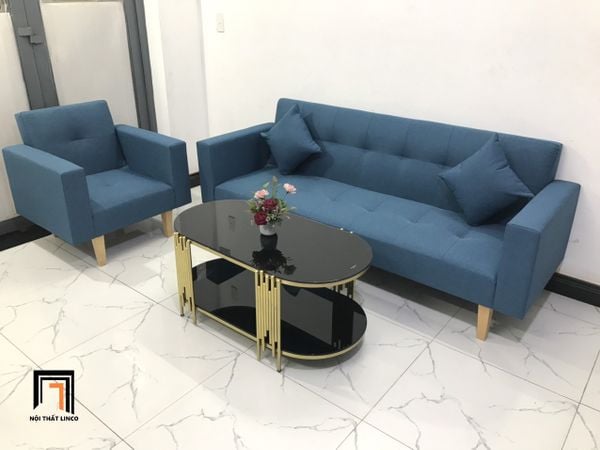 bộ ghế sofa văn phòng màu xanh dương, set ghế sofa phòng khách thông minh giá rẻ