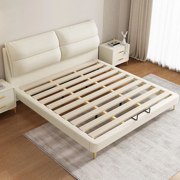 giường ngủ giá rẻ, giường 1m6 x 2m, giường ngủ vải nỉ màu kem, giường ngủ kiểu dáng trẻ trung