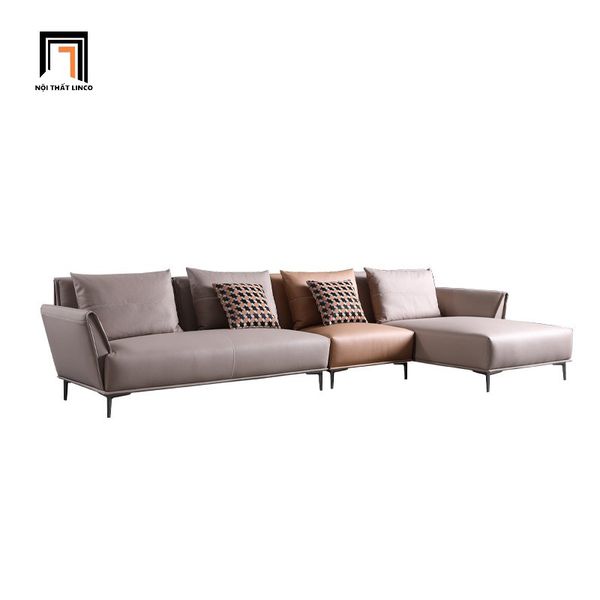 bộ ghế sofa góc chữ L sang trọng, ghế sofa góc 3m x 1m6 phối màu da công nghiệp, sofa góc 3m x 1m6