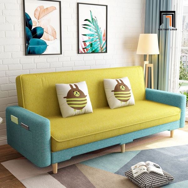 ghế sofa giường nằm, sofa bed bật nằm 2m, sofa giường phối màu vải nỉ bố giá rẻ