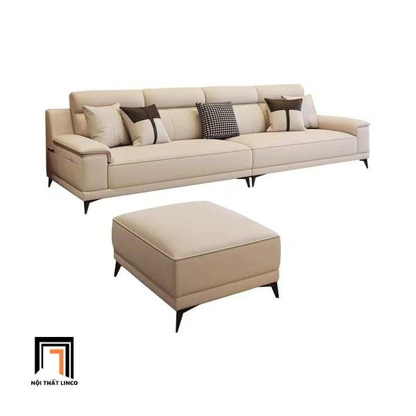 sofa băng 2m4, sofa băng da giả xám trắng, sofa băng kiểu dáng hiện đại, ghế sofa băng phòng khách