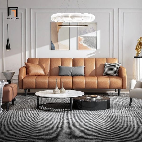 ghế sofa giường nằm bọc da sang trọng, sofa giường dài 2m cho văn phòng làm việc