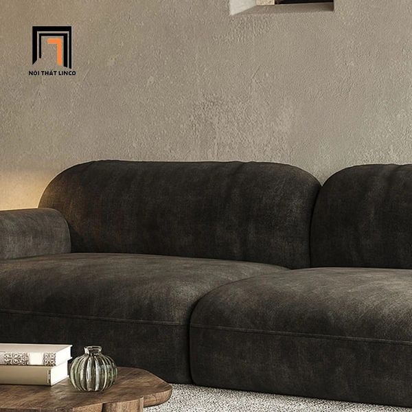 ghế sofa băng nỉ nâu đậm dài 2m4, sofa băng phòng khách hiện đại, sofa băng thư giãn