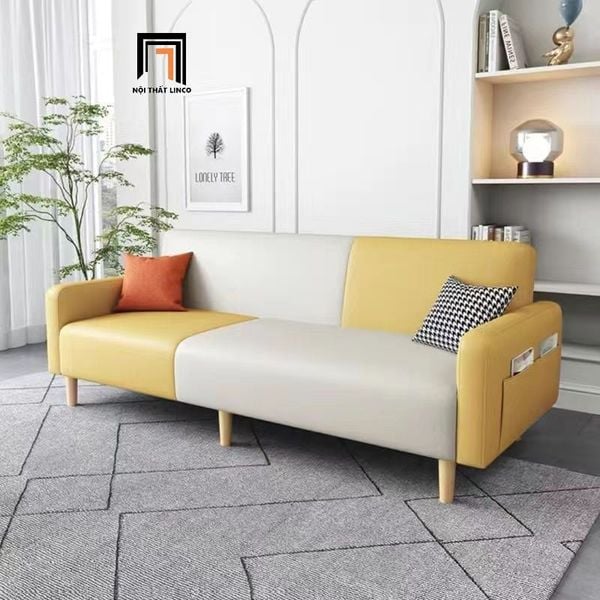 ghế sofa giường nằm thông minh dài 2m, sofa giường bọc da công nghiệp