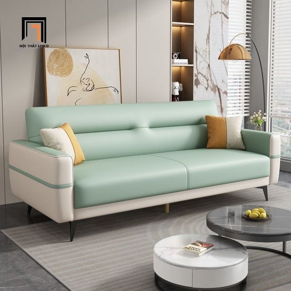 sofa giường nằm phối màu da sang trọng, ghế sofa giường dài 2m kiểu dáng hiện đại