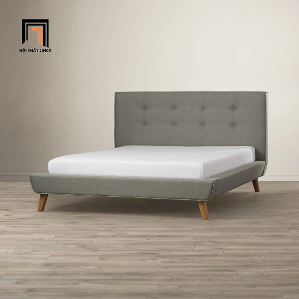 giường ngủ vải nỉ màu xám, giường ngủ giá rẻ, giường bọc vải 1m6 x 2m, giường ngủ gia đình
