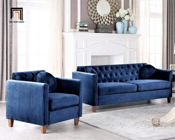 bộ ghế sofa sang trọng, set ghế sofa xanh lá vải nhung, bộ ghế sofa kiểu dáng âu mỹ, ghế sofa giật lún gia đình