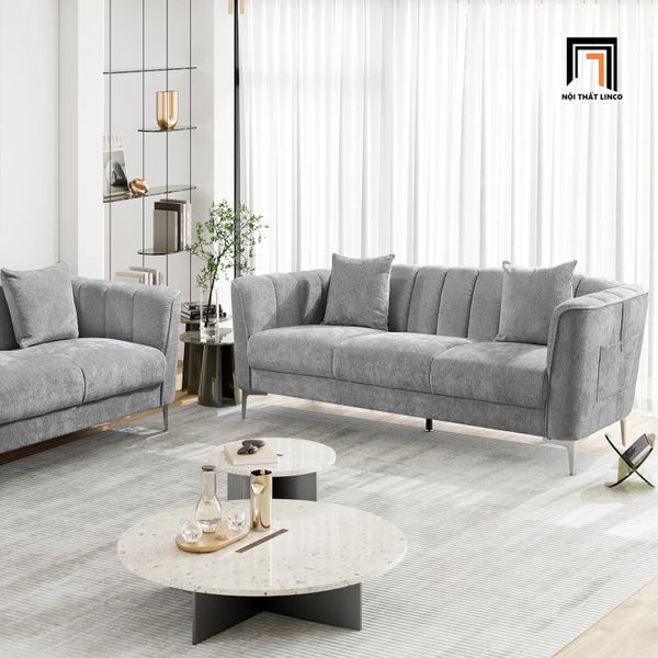 sofa băng, sofa văng, sofa băng dài 2m, sofa băng vải nhung nỉ, sofa băng hiện đại, sofa băng màu xám cho chung cư