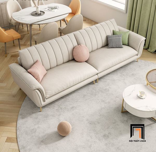 sofa, ghế sofa, sofa băng, sofa văng, ghế sofa da trắng kem, sofa băng 2m4, ghế sofa cao cấp