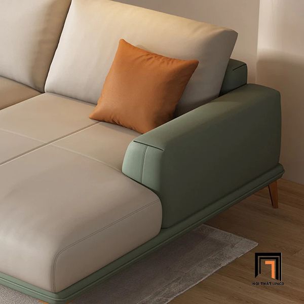 bộ ghế sofa góc l 3m x 1m6 da giả, ghế sofa phòng khách gia đình hiện đại, sofa góc cao cấp