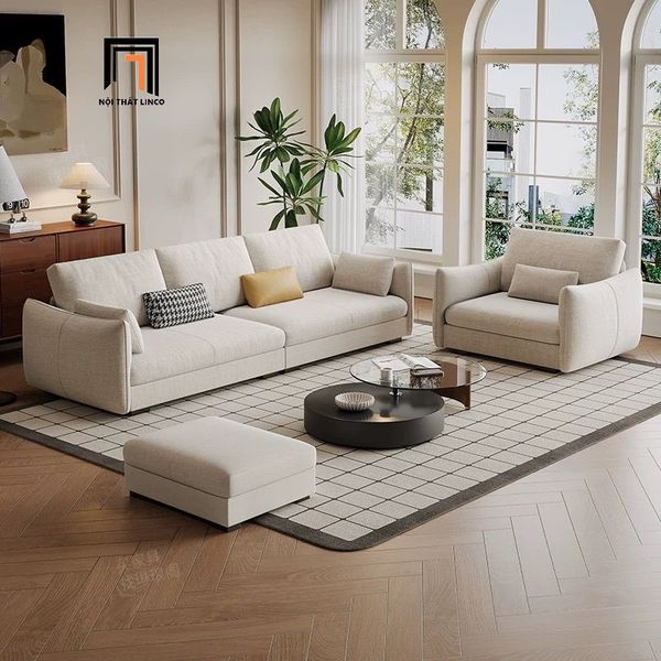 set ghế sofa phòng khách gia đình xám trắng vải nỉ, bộ ghế sofa phòng khách giá rẻ