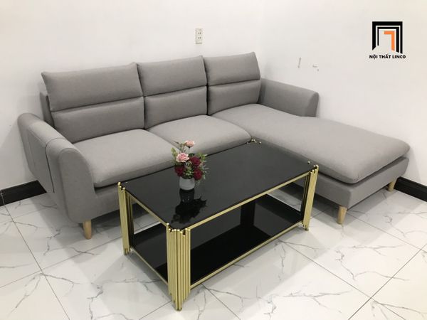 ghế sofa góc l 2m2 x 1m6 màu xám trắng, sofa góc l phòng khách gia đình giá rẻ