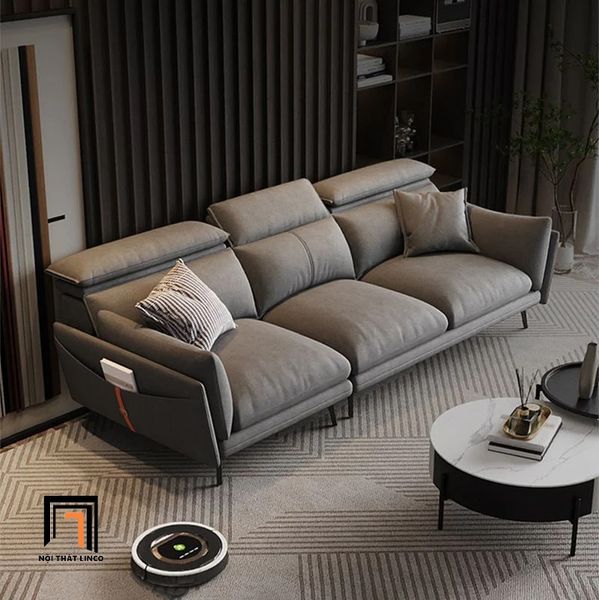 bộ ghế sofa phòng khách sang trọng, set ghế sofa vải nhung kem