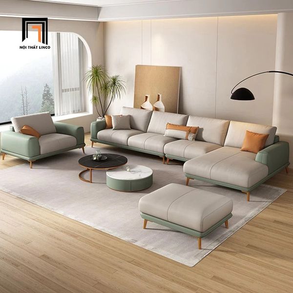 bộ ghế sofa góc l 3m x 1m6 da giả, ghế sofa phòng khách gia đình hiện đại, sofa góc cao cấp