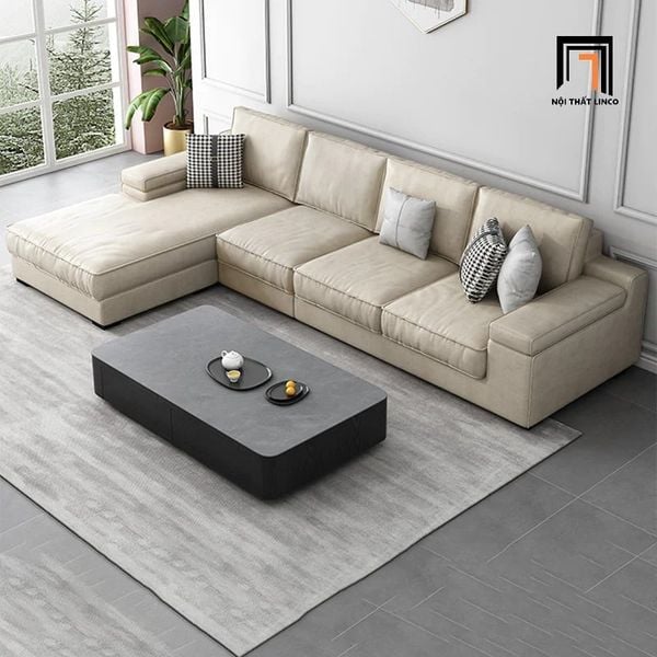 sofa góc, sofa l, bộ ghế sofa góc l 3m x 1m6 da công nghiệp, sofa góc da simili phòng khách lớn