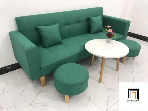 ghế sofa văng giường dài 2m, sofa băng bật nằm màu xanh ngọc, ghế sofa giường gấp gọn giá rẻ