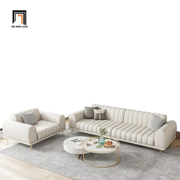 sofa văng, ghế sofa băng, sofa cao cấp, ghế sofa da công nghiệp trắng kem, sofa dài 2m6, ghế sofa xinh xắn