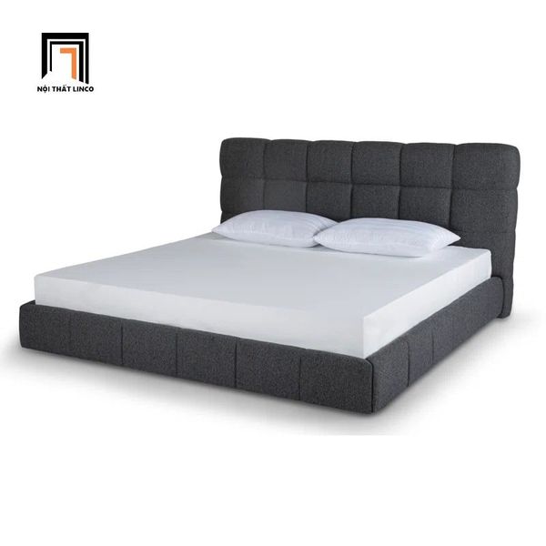 giường ngủ, giường, giường ngủ xám lông chuột, giường ngủ 1m6 x 2m, giường ngủ vải nỉ mềm